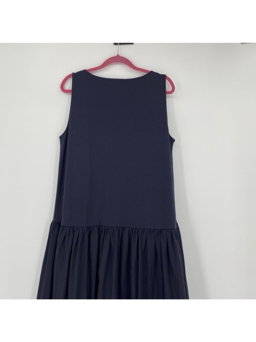 COS Size L Navy Blue Midi Dress Sleeveless Contrast Gathered Tiered Minimalist - Picture 16 of 16